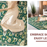 Ultra Soft Area Rug, Non Slip, Stain Resistant, Washable Area Rugs for Living Room, Bedroom, Stunning Rich Botanical Accents(Green)