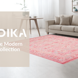 Ultra Soft Area Rug, Non Slip, Stain Resistant, Washable Area Rugs for Living Room, Bedroom, Pink Bow Motif Scalloped Edge Carpet Sweet Decor(Pink)