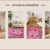 Ultra Soft Area Rug, Non Slip, Stain Resistant, Washable Area Rugs for Living Room, Bedroom, Vibrant Cowboy Theme Mat(Pink)