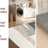 Ultra Soft Area Rug, Non Slip, Stain Resistant, Washable Area Rugs for Living Room, Bedroom, Sleek Geometric Soft Gray Palette(Gray)