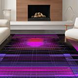 Ultra Soft Area Rug, Non Slip, Stain Resistant, Washable Area Rugs for Living Room, Bedroom, Dynamic Geometric Pixel Motif(Purple)