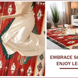Ultra Soft Area Rug, Non Slip, Stain Resistant, Washable Area Rugs for Living Room, Bedroom, Rustic Ethnic Tribal Aesthetic(Red)
