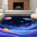 Ultra Soft Area Rug, Non Slip, Stain Resistant, Washable Area Rugs for Living Room, Bedroom, Vibrant Cosmic Planetary Aesthetic(Purple)