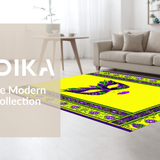 Ultra Soft Area Rug, Non Slip, Stain Resistant, Washable Area Rugs for Living Room, Bedroom, Vibrant Mosaic Masquerade Design(Yellow)