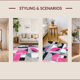 Ultra Soft Area Rug, Non Slip, Stain Resistant, Washable Area Rugs for Living Room, Bedroom, Sleek Abstract Geometric Motif(Gray)
