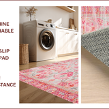 Ultra Soft Area Rug, Non Slip, Stain Resistant, Washable Area Rugs for Living Room, Bedroom, Vibrant Nature-Inspired Boho Charm(Pink)