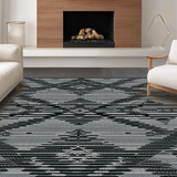 Ultra Soft Area Rug, Non Slip, Stain Resistant, Washable Area Rugs for Living Room, Bedroom, Sleek Geometric Linear Motif(Gray)