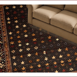 Ultra Soft Area Rug, Non Slip, Stain Resistant, Washable Area Rugs for Living Room, Bedroom, Whimsical Western Star Design(Black)