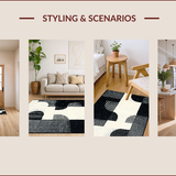 Ultra Soft Area Rug, Non Slip, Stain Resistant, Washable Area Rugs for Living Room, Bedroom, Contemporary Black Ivory Aesthetic(Black)