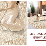 Ultra Soft Area Rug, Non Slip, Stain Resistant, Washable Area Rugs for Living Room, Bedroom, Artistic Modern Geometric Fusion(Beige)