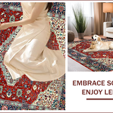 Ultra Soft Area Rug, Non Slip, Stain Resistant, Washable Area Rugs for Living Room, Bedroom, Elegant Ogee Pattern Aesthetic(Red)
