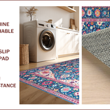 Ultra Soft Area Rug, Non Slip, Stain Resistant, Washable Area Rugs for Living Room, Bedroom, Vibrant Patterned Boho Charm(Blue)