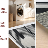 Ultra Soft Area Rug, Non Slip, Stain Resistant, Washable Area Rugs for Living Room, Bedroom, Contemporary Dual-Tone Linear Rug with Minimalist Graphic Design(Black)