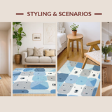 Ultra Soft Area Rug, Non Slip, Stain Resistant, Washable Area Rugs for Living Room, Bedroom, Adorable Bear Print Decor(Blue)