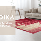 Ultra Soft Area Rug, Non Slip, Stain Resistant, Washable Area Rugs for Living Room, Bedroom, Chic Minimalist Colorful Contrast(Red)