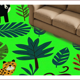 Ultra Soft Area Rug, Non Slip, Stain Resistant, Washable Area Rugs for Living Room, Bedroom, Tropical Jungle Dark Green Nursery Play Rug(Green)