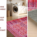 Ultra Soft Area Rug, Non Slip, Stain Resistant, Washable Area Rugs for Living Room, Bedroom, Rustic Vibrant Diamond Arrangement(Red)