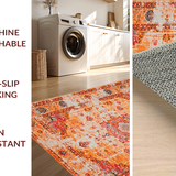 Ultra Soft Area Rug, Non Slip, Stain Resistant, Washable Area Rugs for Living Room, Bedroom, Chic Vintage Ogee Style Runner(Orange)
