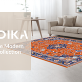 Ultra Soft Area Rug, Non Slip, Stain Resistant, Washable Area Rugs for Living Room, Bedroom, Eclectic Floral Pattern Fusion(Orange)