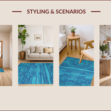 Ultra Soft Area Rug, Non Slip, Stain Resistant, Washable Area Rugs for Living Room, Bedroom, Charming Whimsical Cat Illustration(Blue)