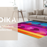 Ultra Soft Area Rug, Non Slip, Stain Resistant, Washable Area Rugs for Living Room, Bedroom, Charming Playful Rainbow Typography(Orange)