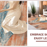 Ultra Soft Area Rug, Non Slip, Stain Resistant, Washable Area Rugs for Living Room, Bedroom, Artistic Vintage Ethnic Motif(Orange)