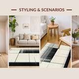 Modern Entryway Featuring Artful Pinstripe Bands and Sleek Graphic Detailing(Beige)