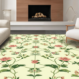 Ultra Soft Area Rug, Non Slip, Stain Resistant, Washable Area Rugs for Living Room, Bedroom, Soft Pastel Blossom Artwork(Ivory)