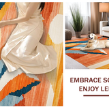 Ultra Soft Area Rug, Non Slip, Stain Resistant, Washable Area Rugs for Living Room, Bedroom, Dynamic Playful Multi-Tonal Design(Orange)