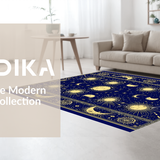 Ultra Soft Area Rug, Non Slip, Stain Resistant, Washable Area Rugs for Living Room, Bedroom, Artistic Celestial Vision Elements(Blue)
