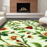 Ultra Soft Area Rug, Non Slip, Stain Resistant, Washable Area Rugs for Living Room, Bedroom, Lush Verdant Floral Motif(Beige)