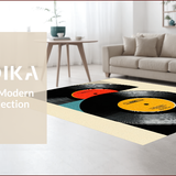 Ultra Soft Area Rug, Non Slip, Stain Resistant, Washable Area Rugs for Living Room, Bedroom, Contemporary Monochrome Vinyl Aesthetic(Black)