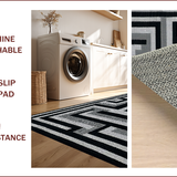 Ultra Soft Area Rug, Non Slip, Stain Resistant, Washable Area Rugs for Living Room, Bedroom, Classic Black Stair Treads for Modern Decor(Black)