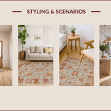Ultra Soft Area Rug, Non Slip, Stain Resistant, Washable Area Rugs for Living Room, Bedroom, Vintage Distressed Botanical Motif(Gray)