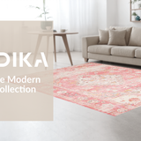 Ultra Soft Area Rug, Non Slip, Stain Resistant, Washable Area Rugs for Living Room, Bedroom, Elegant Antique Floral Whimsy(Pink)