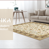 Ultra Soft Area Rug, Non Slip, Stain Resistant, Washable Area Rugs for Living Room, Bedroom, Chic Classic Botanical Motif(Beige)