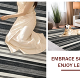 Ultra Soft Area Rug, Non Slip, Stain Resistant, Washable Area Rugs for Living Room, Bedroom, Stylish Black and White Striped Rug:  Modern Geometric Pattern(Black)