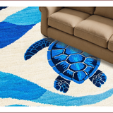 Ultra Soft Area Rug, Non Slip, Stain Resistant, Washable Area Rugs for Living Room, Bedroom, Nautical Blue Ocean Living Room Washable Carpet(Blue)