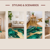Ultra Soft Area Rug, Non Slip, Stain Resistant, Washable Area Rugs for Living Room, Bedroom, Marble Swirl Emerald Green Living Room Plush Carpet(Green)