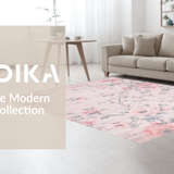 Ultra Soft Area Rug, Non Slip, Stain Resistant, Washable Area Rugs for Living Room, Bedroom, Artistic Flower Print Circular Statement(Pink)