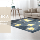 Ultra Soft Area Rug, Non Slip, Stain Resistant, Washable Area Rugs for Living Room, Bedroom, Celestial Nighttime Star Motif(Gray)