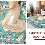 Ultra Soft Area Rug, Non Slip, Stain Resistant, Washable Area Rugs for Living Room, Bedroom, Vintage Floral Pastel Elegance(Blue)