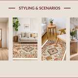 Ultra Soft Area Rug, Non Slip, Stain Resistant, Washable Area Rugs for Living Room, Bedroom, Rustic Earthy Tribal Design(Beige)