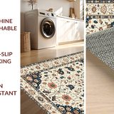 Ultra Soft Area Rug, Non Slip, Stain Resistant, Washable Area Rugs for Living Room, Bedroom, Contemporary Earthy Floral Aesthetics(Beige)