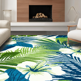 Elegant Blue Green Botanical Print(Blue)