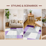Ultra Soft Area Rug, Non Slip, Stain Resistant, Washable Area Rugs for Living Room, Bedroom, Playful Colorful Symmetrical Motif(Purple)