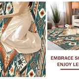 Ultra Soft Area Rug, Non Slip, Stain Resistant, Washable Area Rugs for Living Room, Bedroom, Geometric Teal and Red Fusion(Orange)