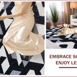Ultra Soft Area Rug, Non Slip, Stain Resistant, Washable Area Rugs for Living Room, Bedroom, Modern Geometric Living Room Carpet(Black)