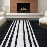 Ultra Soft Area Rug, Non Slip, Stain Resistant, Washable Area Rugs for Living Room, Bedroom, Dramatic Monochrome Zebra Print Rug With Bold Stripe Pattern for Vibrant Decor(Black)