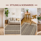 Ultra Soft Area Rug, Non Slip, Stain Resistant, Washable Area Rugs for Living Room, Bedroom, Sophisticated Warm Toned Arrangement(Beige)